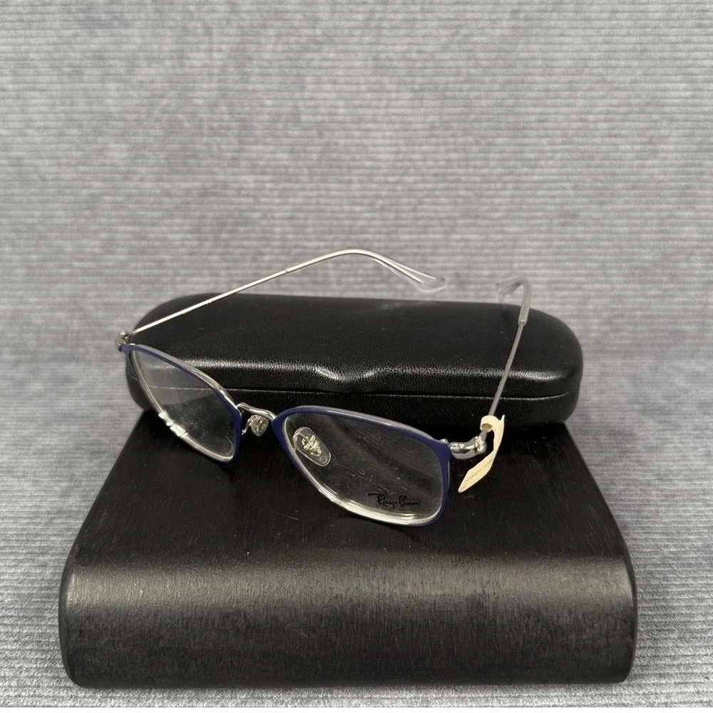 Ray-Ban RB1056‎ Eyeglass Frames Blue Silver Metal 46-17-130 With Case Y2K